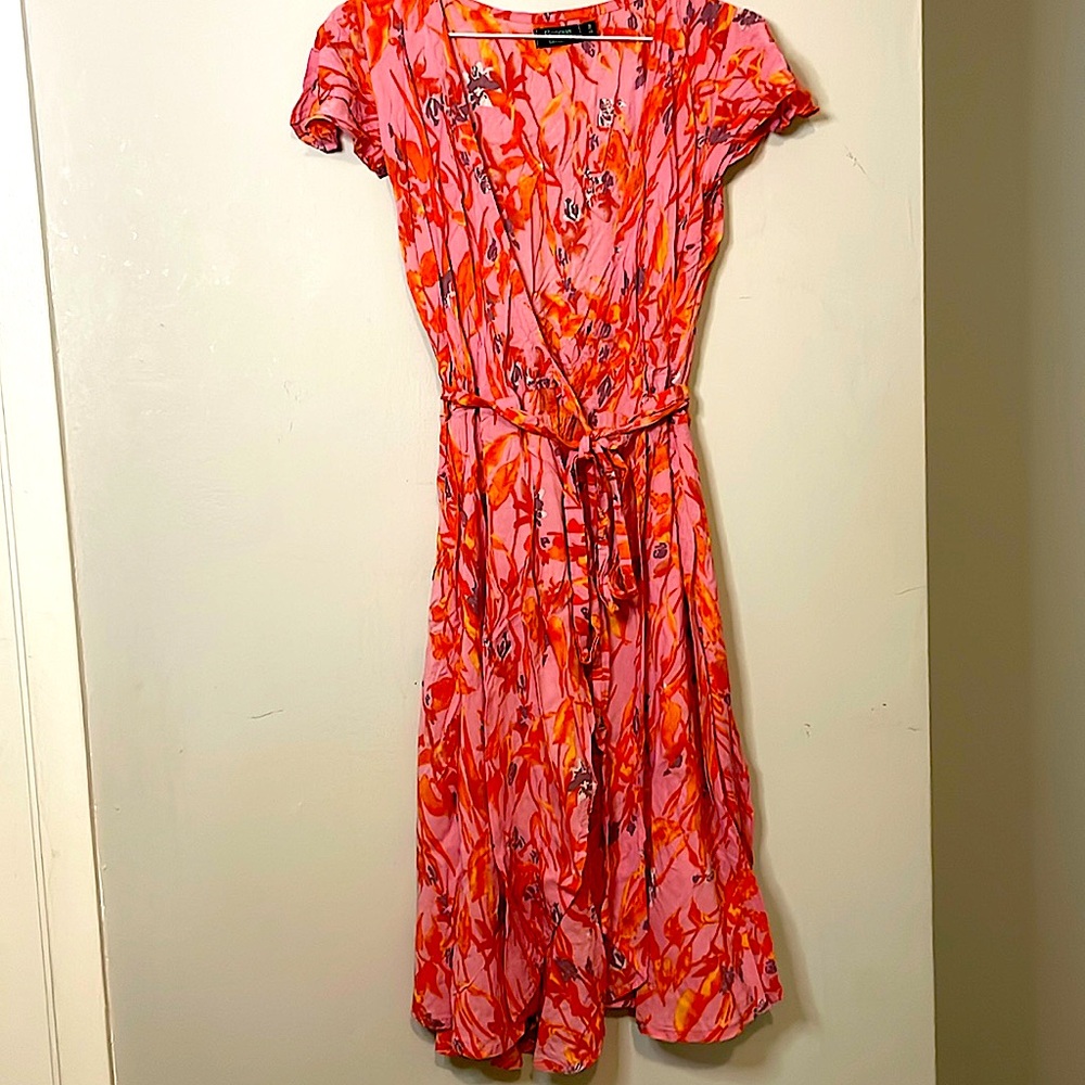 Wrap Dress Floral Pink Pattern Small size